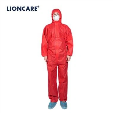 Macacão de proteção descartável LIONCARE® CoverLite vermelho